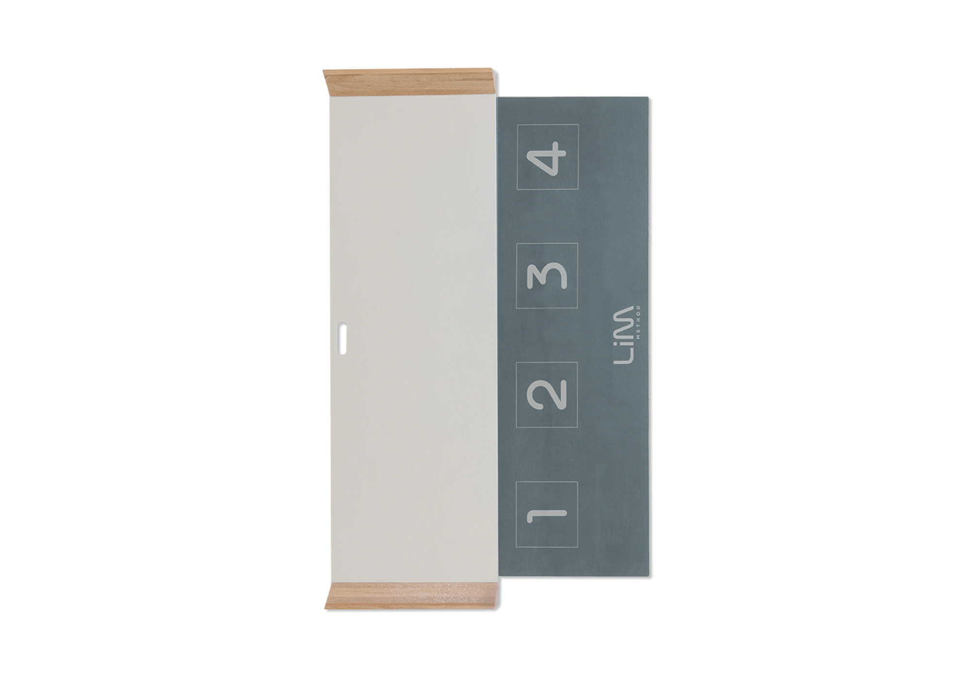 The blue LiM Method sliding board that guides you through pelvic floor movements.